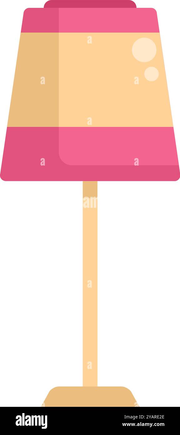 Lampe électrique rose et jaune avec un grand support mince, fournissant un éclairage pour une ambiance chaleureuse Illustration de Vecteur