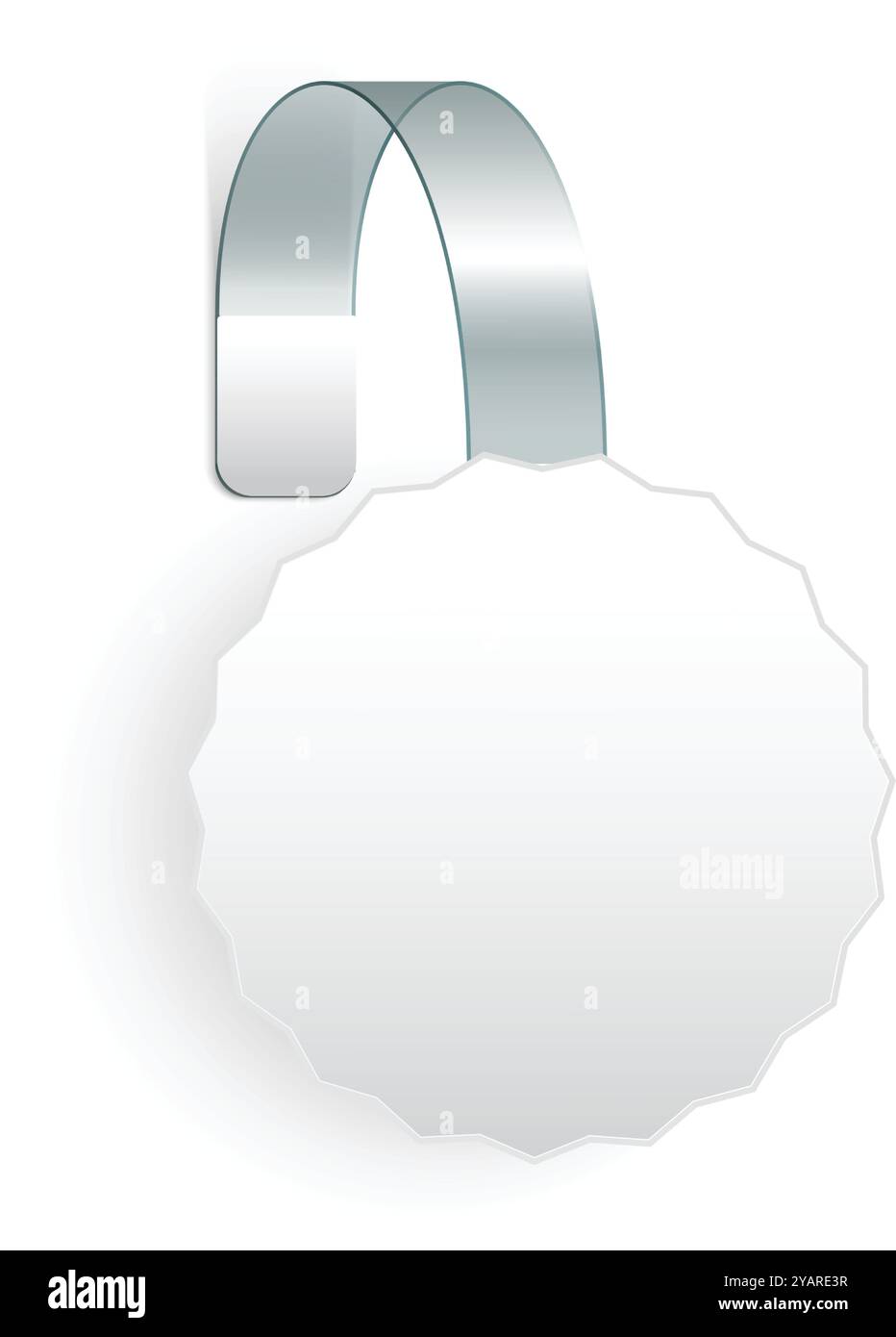 L'étiquette Wobbler ronde vierge est accrochée à un mur, parfaite pour personnaliser avec votre propre message. Idéal pour les étalages de détail, la publicité et le marketing en magasin Illustration de Vecteur