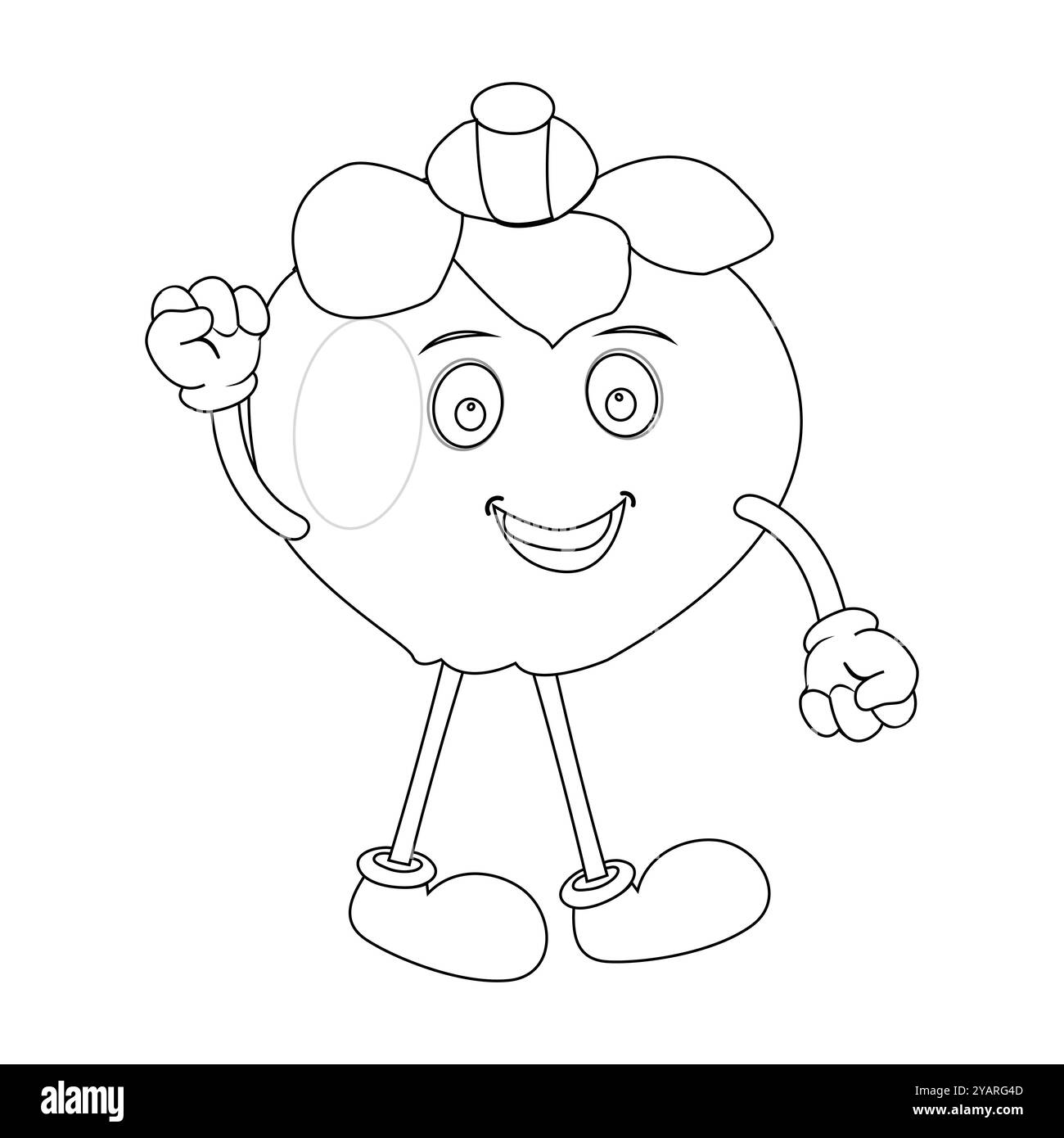 Personnage joyeux de fruit de mangoustan de bande dessinée. Mascotte est en format contour, idéal pour les livres de coloriage pour enfants, eps 10 Illustration de Vecteur