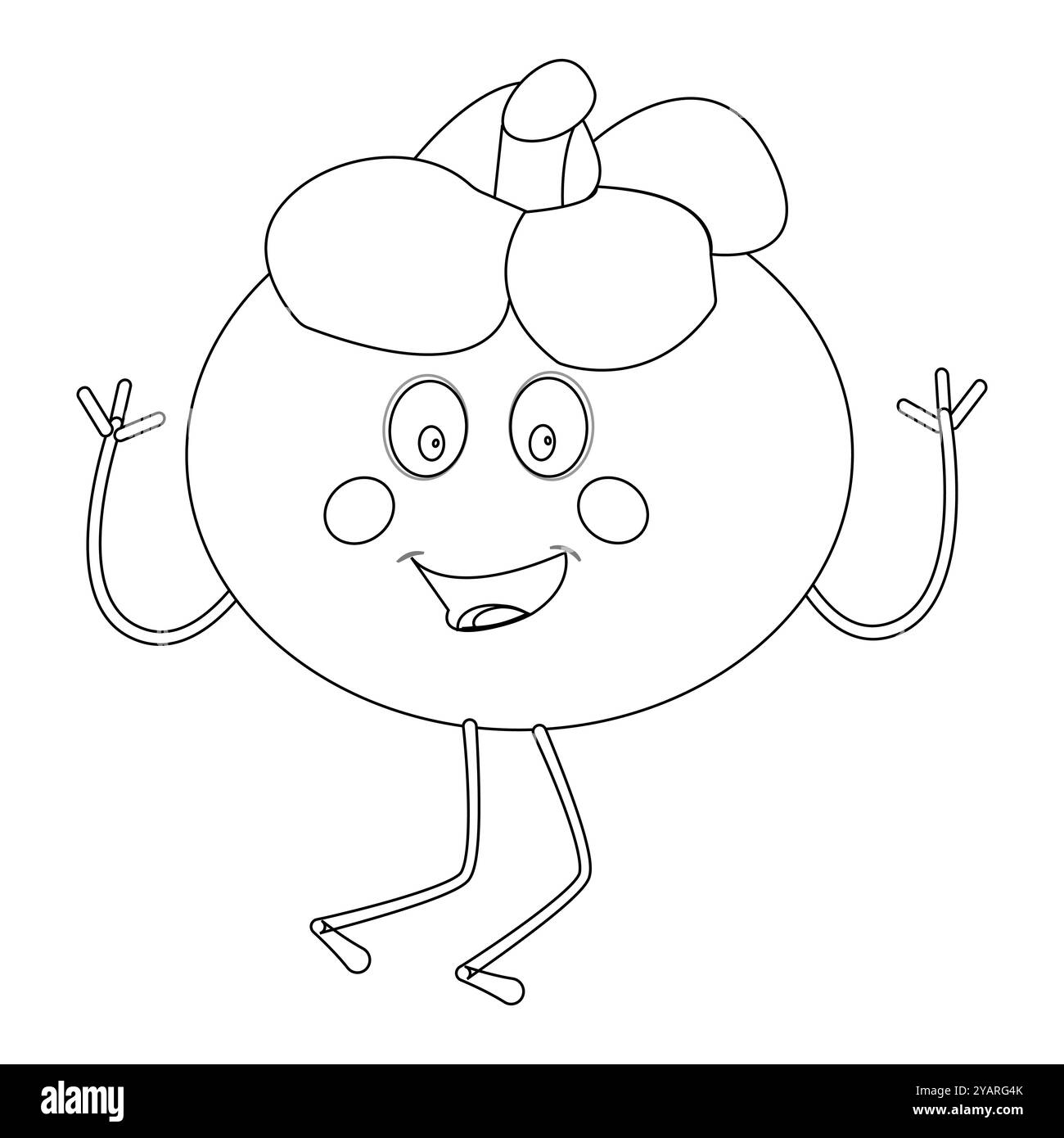 Personnage joyeux de fruit de mangoustan de bande dessinée. Mascotte est en format contour, idéal pour les livres de coloriage pour enfants, eps 10 Illustration de Vecteur