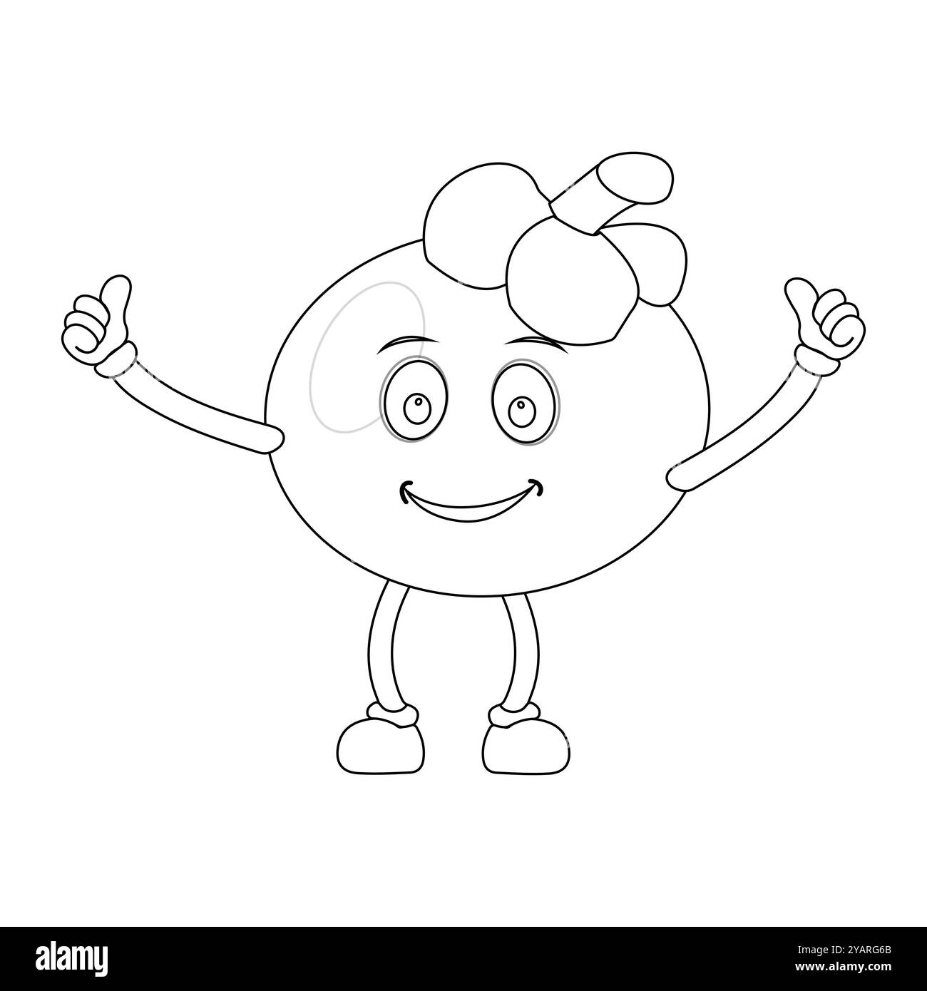 Personnage joyeux de fruit de mangoustan de bande dessinée. Mascotte est en format contour, idéal pour les livres de coloriage pour enfants, eps 10 Illustration de Vecteur