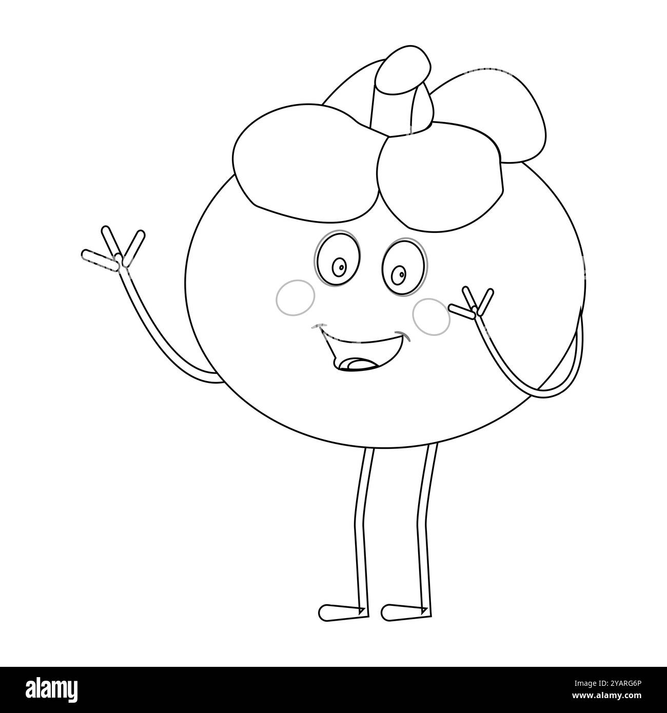 Personnage joyeux de fruit de mangoustan de bande dessinée. Mascotte est en format contour, idéal pour les livres de coloriage pour enfants, eps 10 Illustration de Vecteur