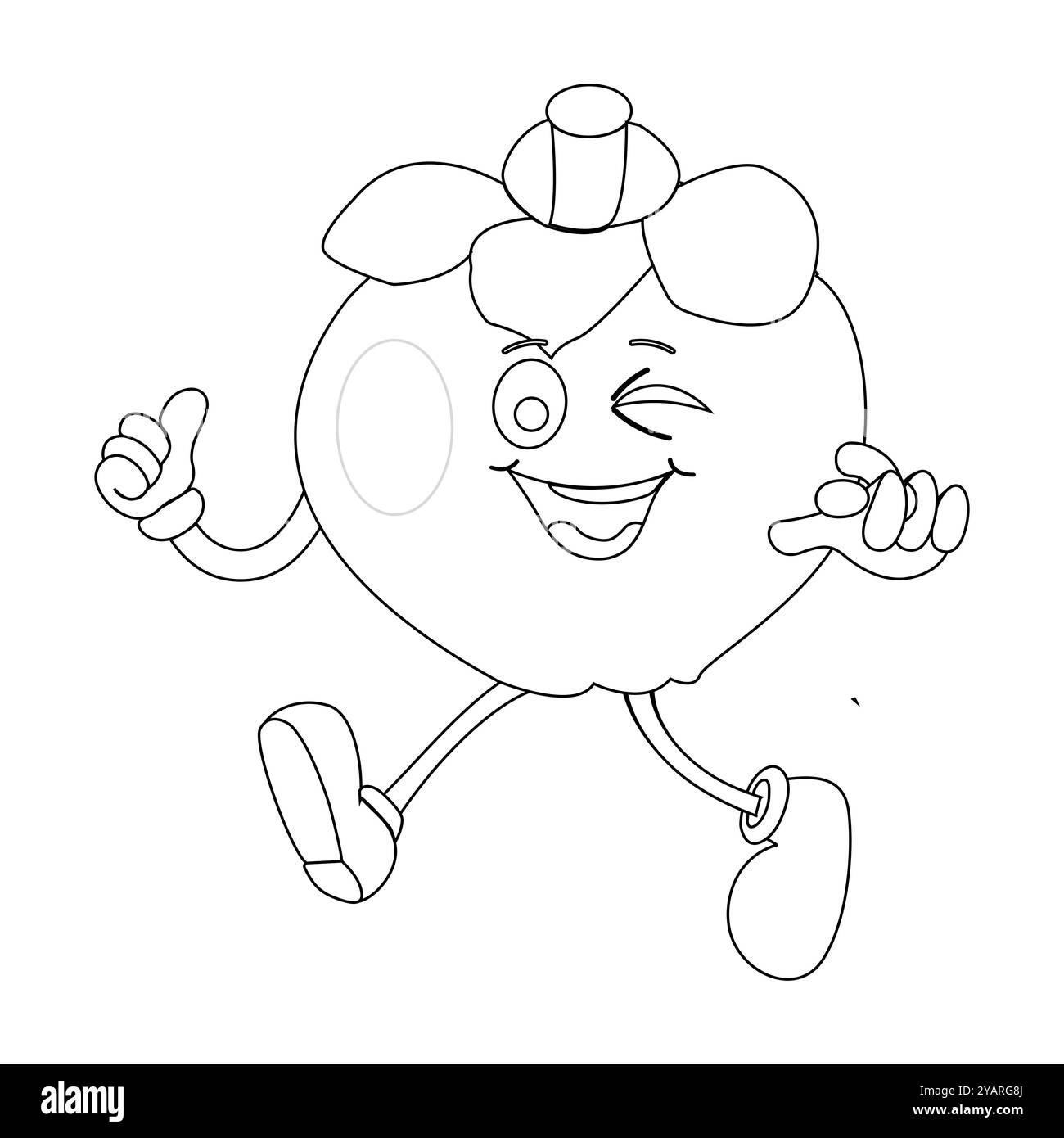 Personnage joyeux de fruit de mangoustan de bande dessinée. Mascotte est en format contour, idéal pour les livres de coloriage pour enfants, eps 10 Illustration de Vecteur