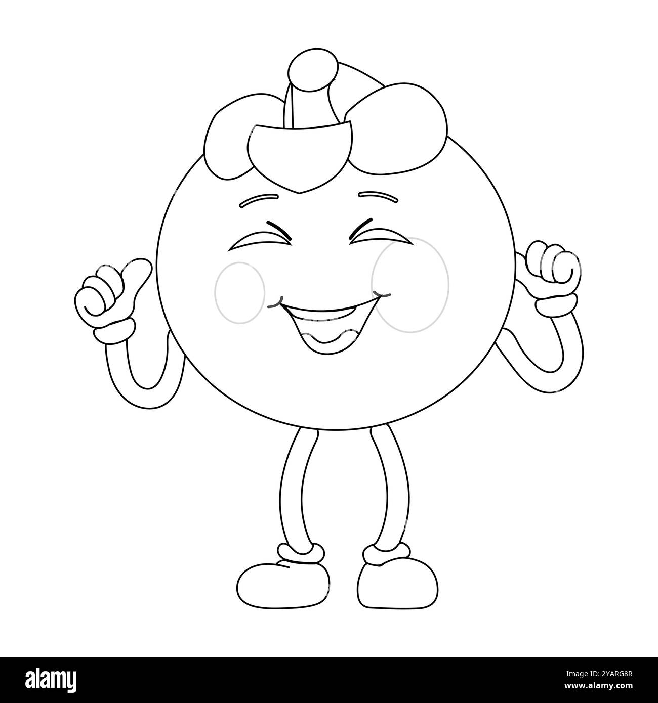 Personnage joyeux de fruit de mangoustan de bande dessinée. Mascotte est en format contour, idéal pour les livres de coloriage pour enfants, eps 10 Illustration de Vecteur
