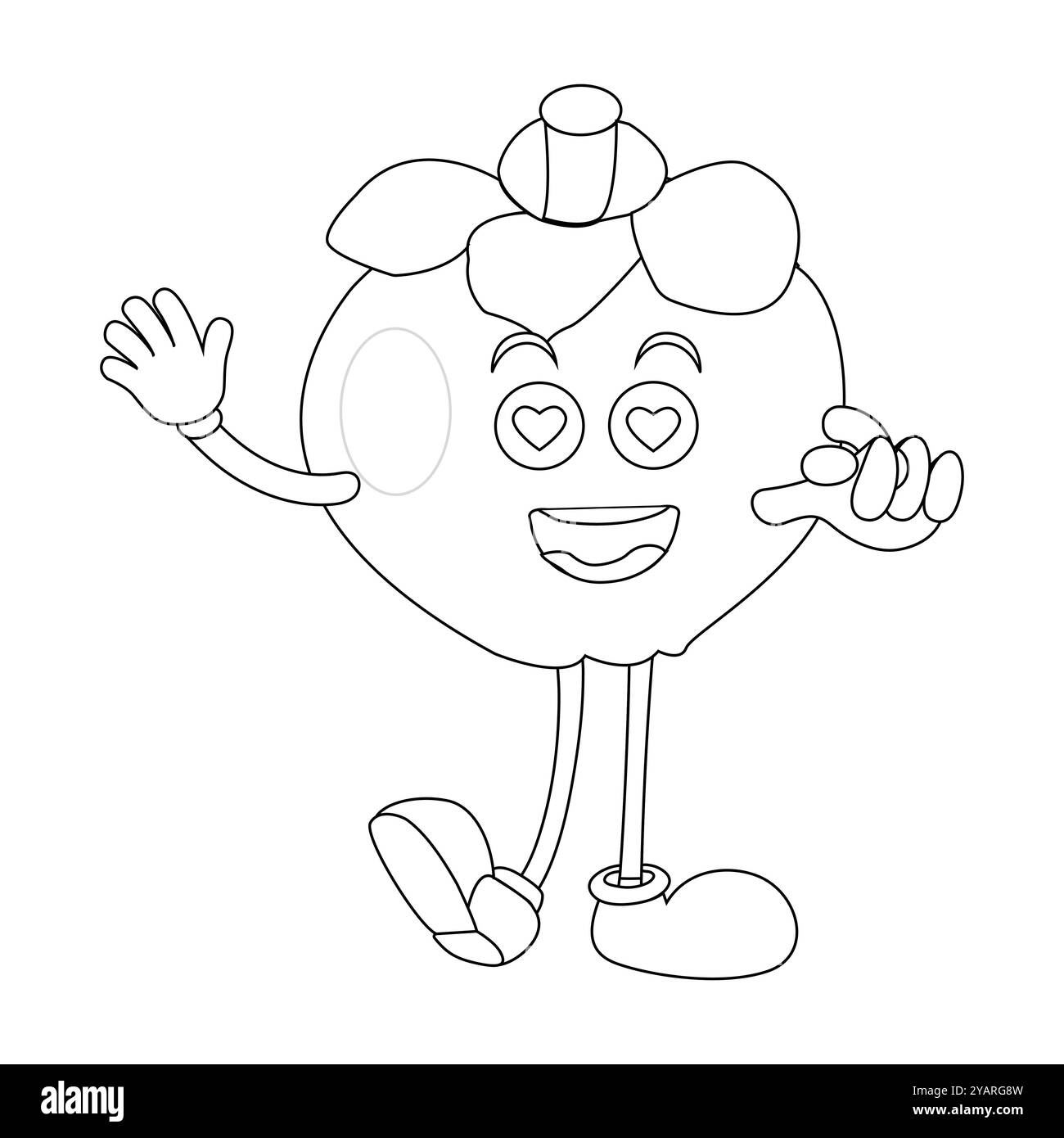 Personnage joyeux de fruit de mangoustan de bande dessinée. Mascotte est en format contour, idéal pour les livres de coloriage pour enfants, eps 10 Illustration de Vecteur
