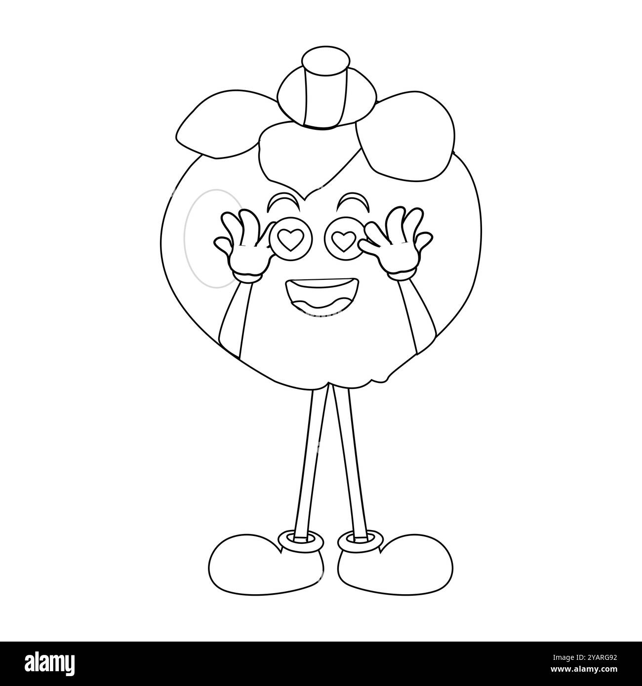 Personnage joyeux de fruit de mangoustan de bande dessinée. Mascotte est en format contour, idéal pour les livres de coloriage pour enfants, eps 10 Illustration de Vecteur
