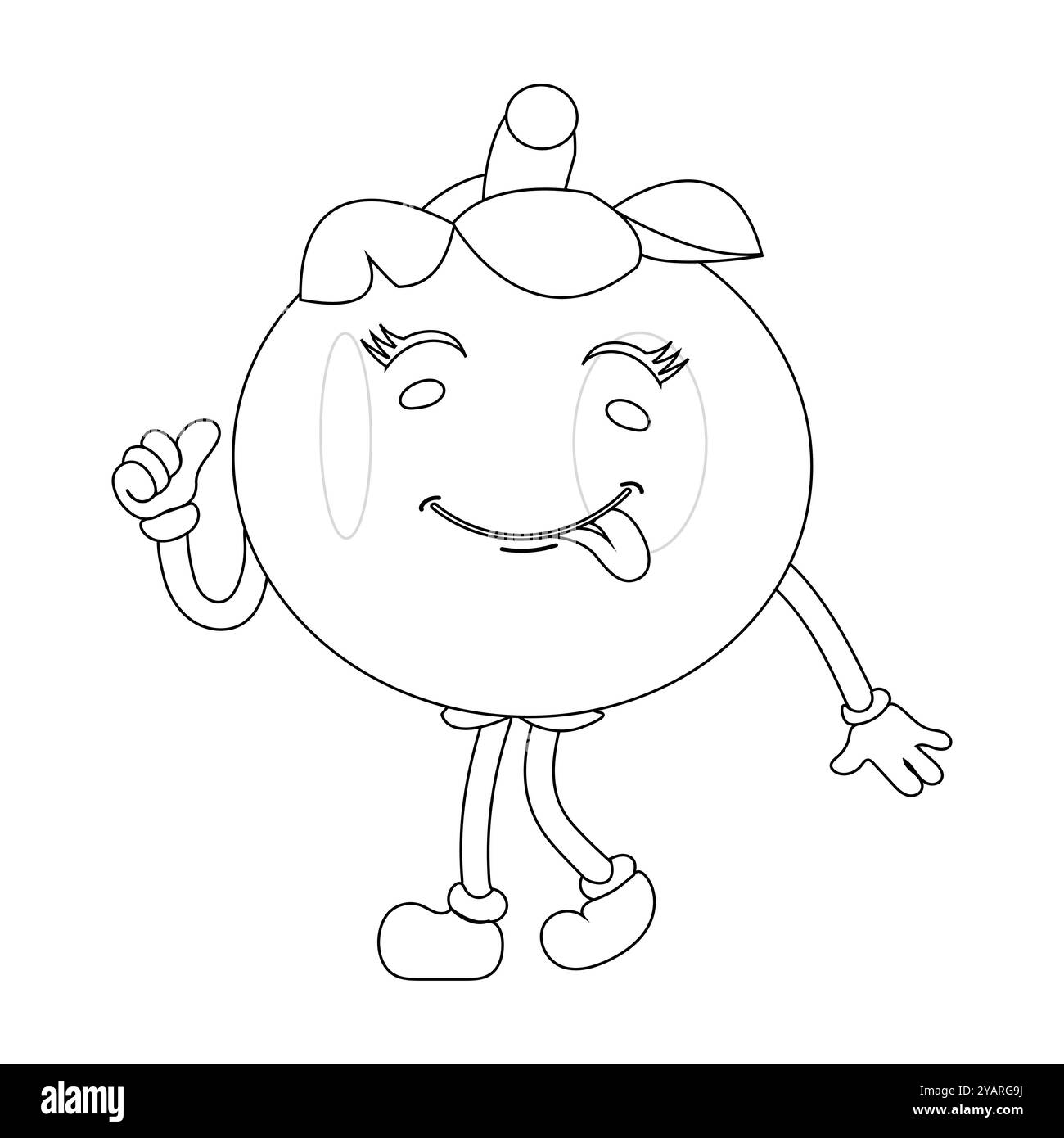 Personnage joyeux de fruit de mangoustan de bande dessinée. Mascotte est en format contour, idéal pour les livres de coloriage pour enfants, eps 10 Illustration de Vecteur