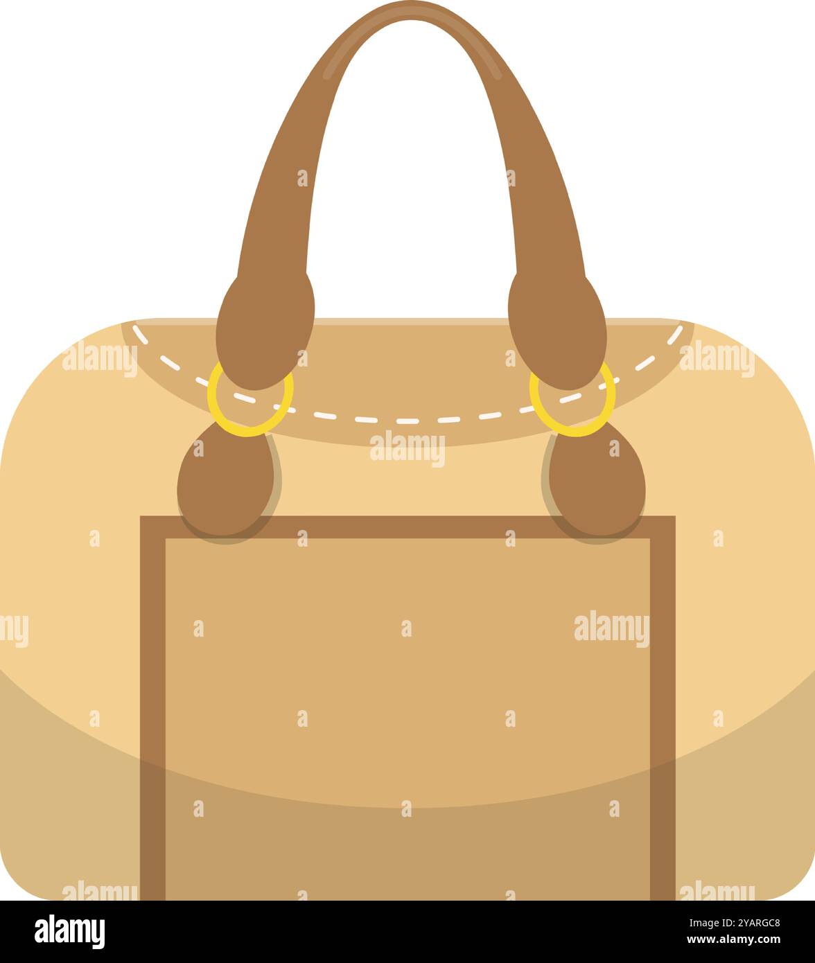 Grand sac en cuir marron pour femme d'affaires, avec des détails dorés et des coutures, parfait pour transporter des effets personnels Illustration de Vecteur
