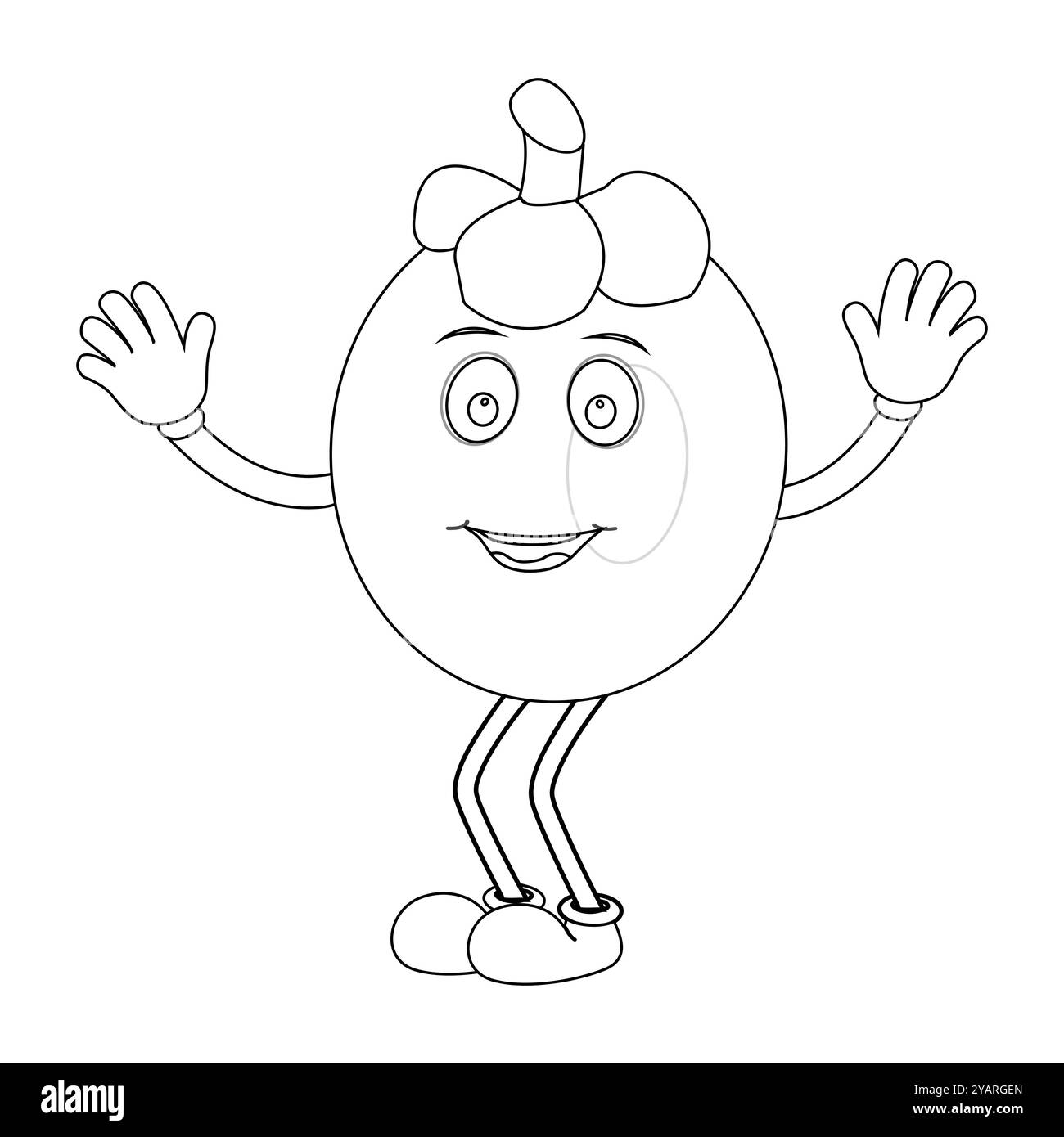 Personnage joyeux de fruit de mangoustan de bande dessinée. Mascotte est en format contour, idéal pour les livres de coloriage pour enfants, eps 10 Illustration de Vecteur