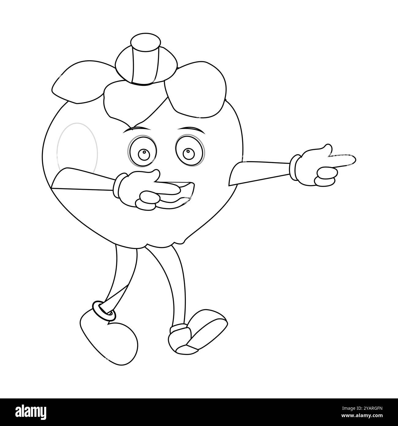 Personnage joyeux de fruit de mangoustan de bande dessinée. Mascotte est en format contour, idéal pour les livres de coloriage pour enfants, eps 10 Illustration de Vecteur