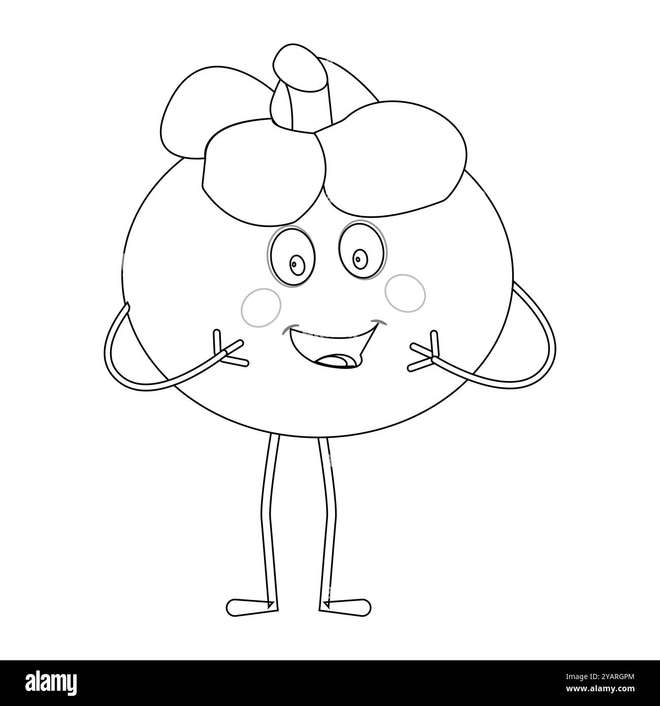 Personnage joyeux de fruit de mangoustan de bande dessinée. Mascotte est en format contour, idéal pour les livres de coloriage pour enfants, eps 10 Illustration de Vecteur