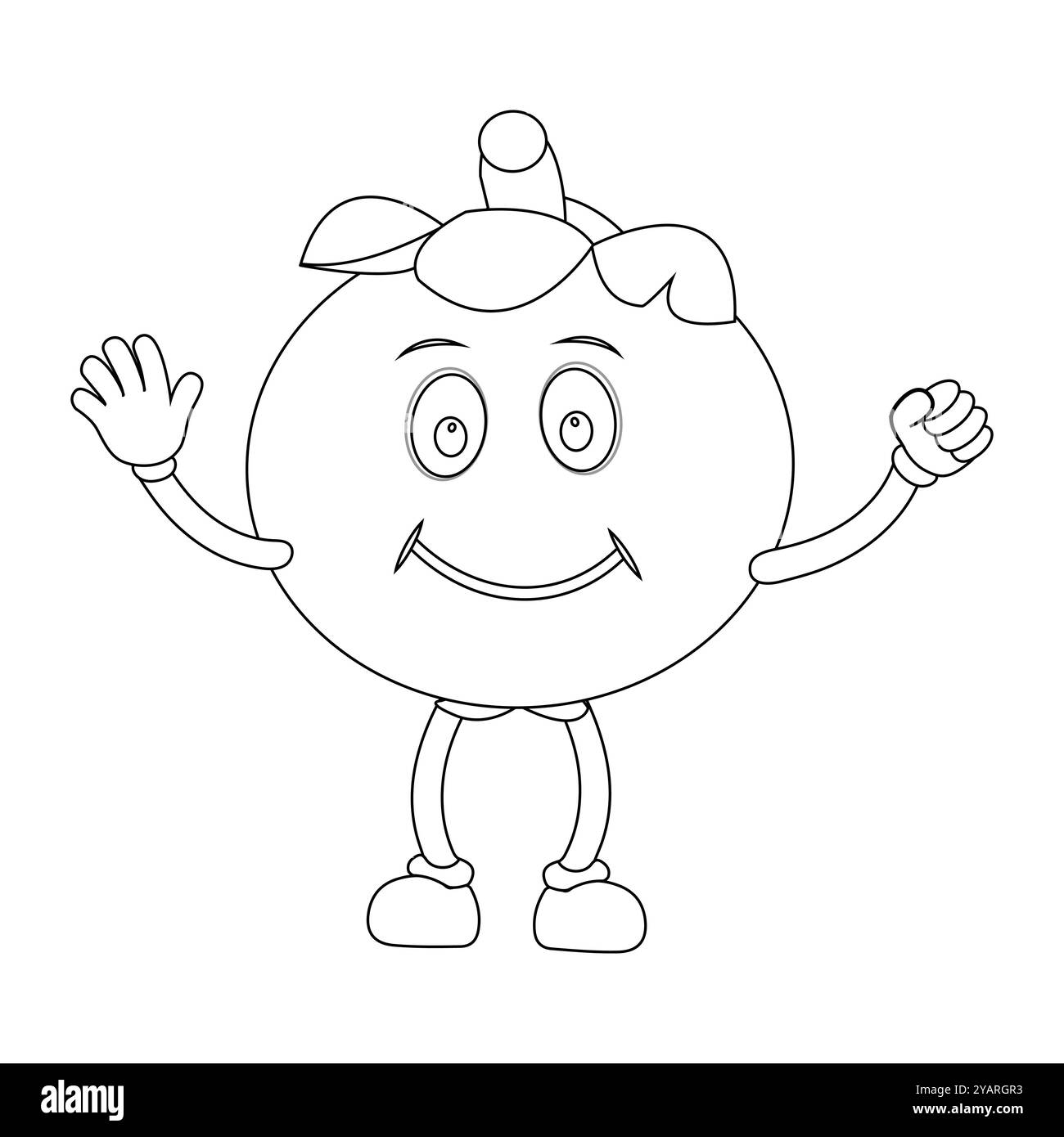 Personnage joyeux de fruit de mangoustan de bande dessinée. Mascotte est en format contour, idéal pour les livres de coloriage pour enfants, eps 10 Illustration de Vecteur