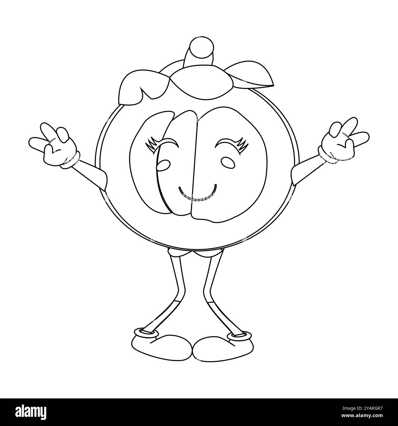 Personnage joyeux de fruit de mangoustan de bande dessinée. Mascotte est en format contour, idéal pour les livres de coloriage pour enfants, eps 10 Illustration de Vecteur
