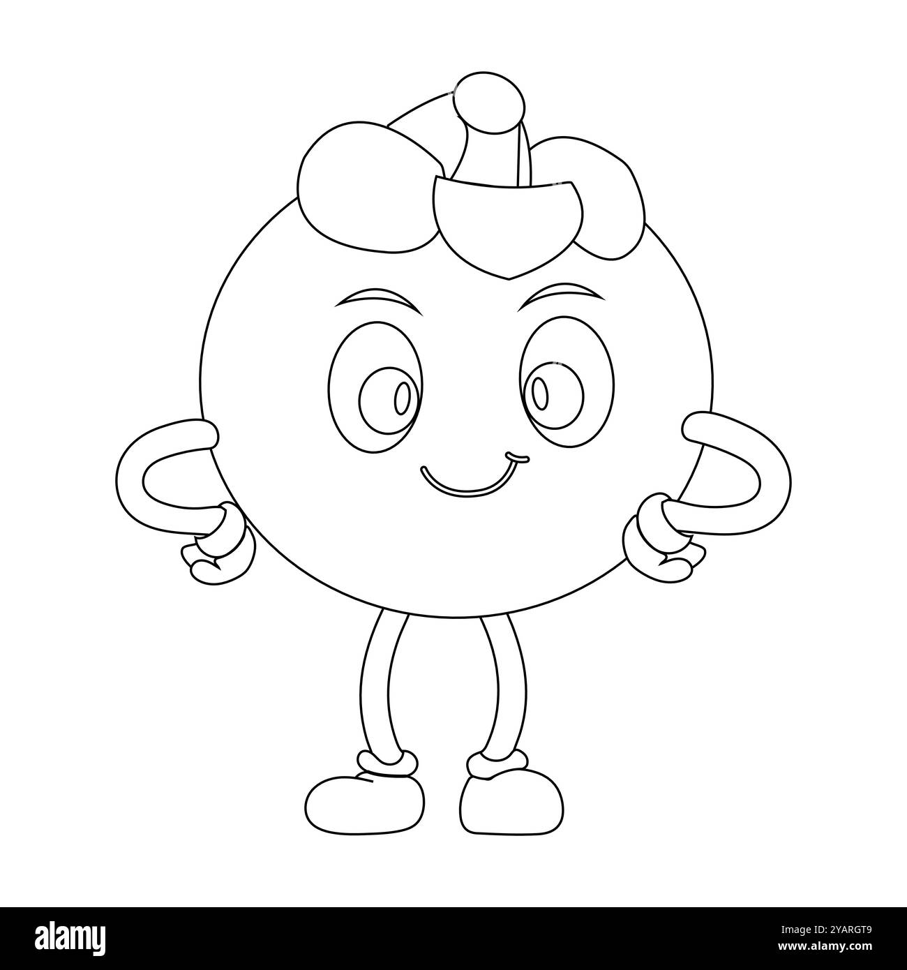 Personnage joyeux de fruit de mangoustan de bande dessinée. Mascotte est en format contour, idéal pour les livres de coloriage pour enfants, eps 10 Illustration de Vecteur
