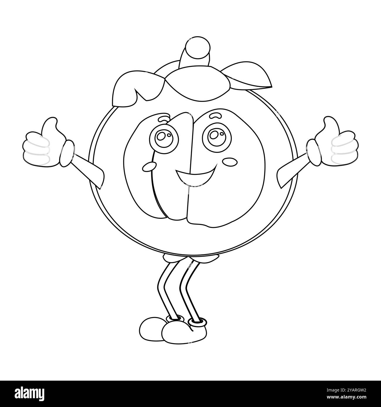 Personnage joyeux de fruit de mangoustan de bande dessinée. Mascotte est en format contour, idéal pour les livres de coloriage pour enfants, eps 10 Illustration de Vecteur