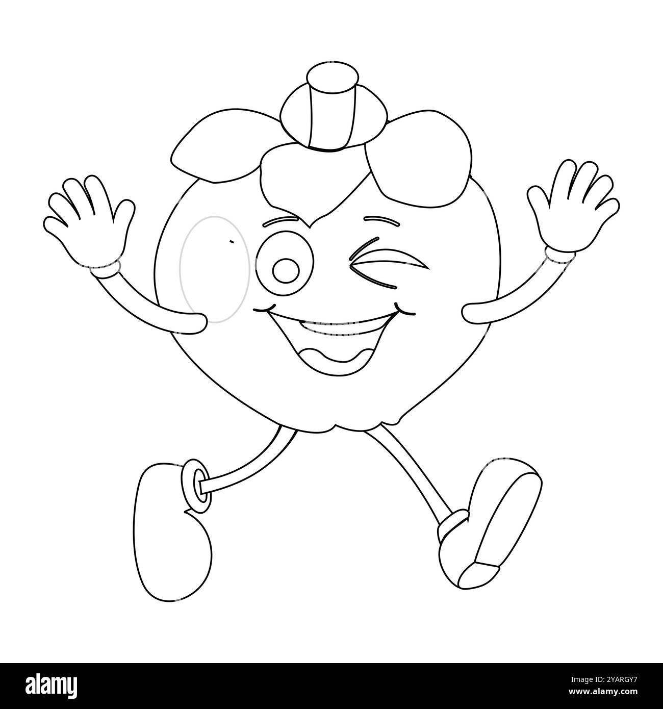 Personnage joyeux de fruit de mangoustan de bande dessinée. Mascotte est en format contour, idéal pour les livres de coloriage pour enfants, eps 10 Illustration de Vecteur