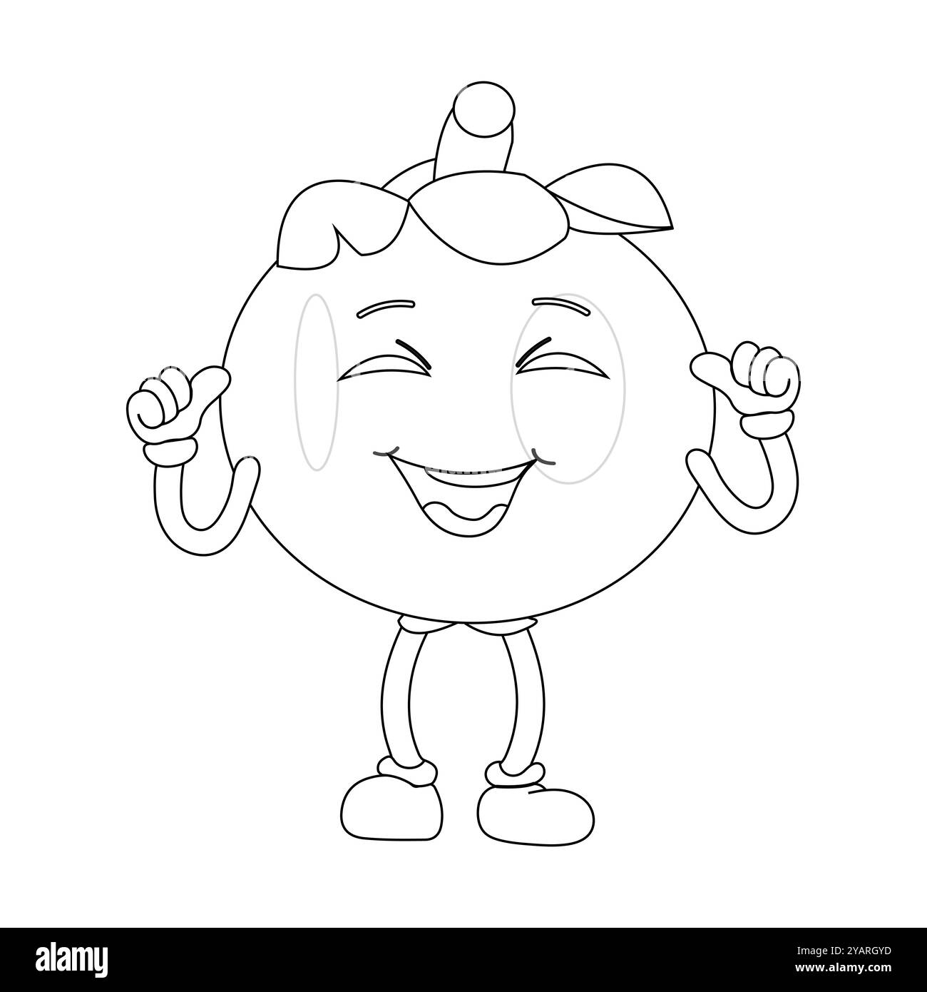 Personnage joyeux de fruit de mangoustan de bande dessinée. Mascotte est en format contour, idéal pour les livres de coloriage pour enfants, eps 10 Illustration de Vecteur