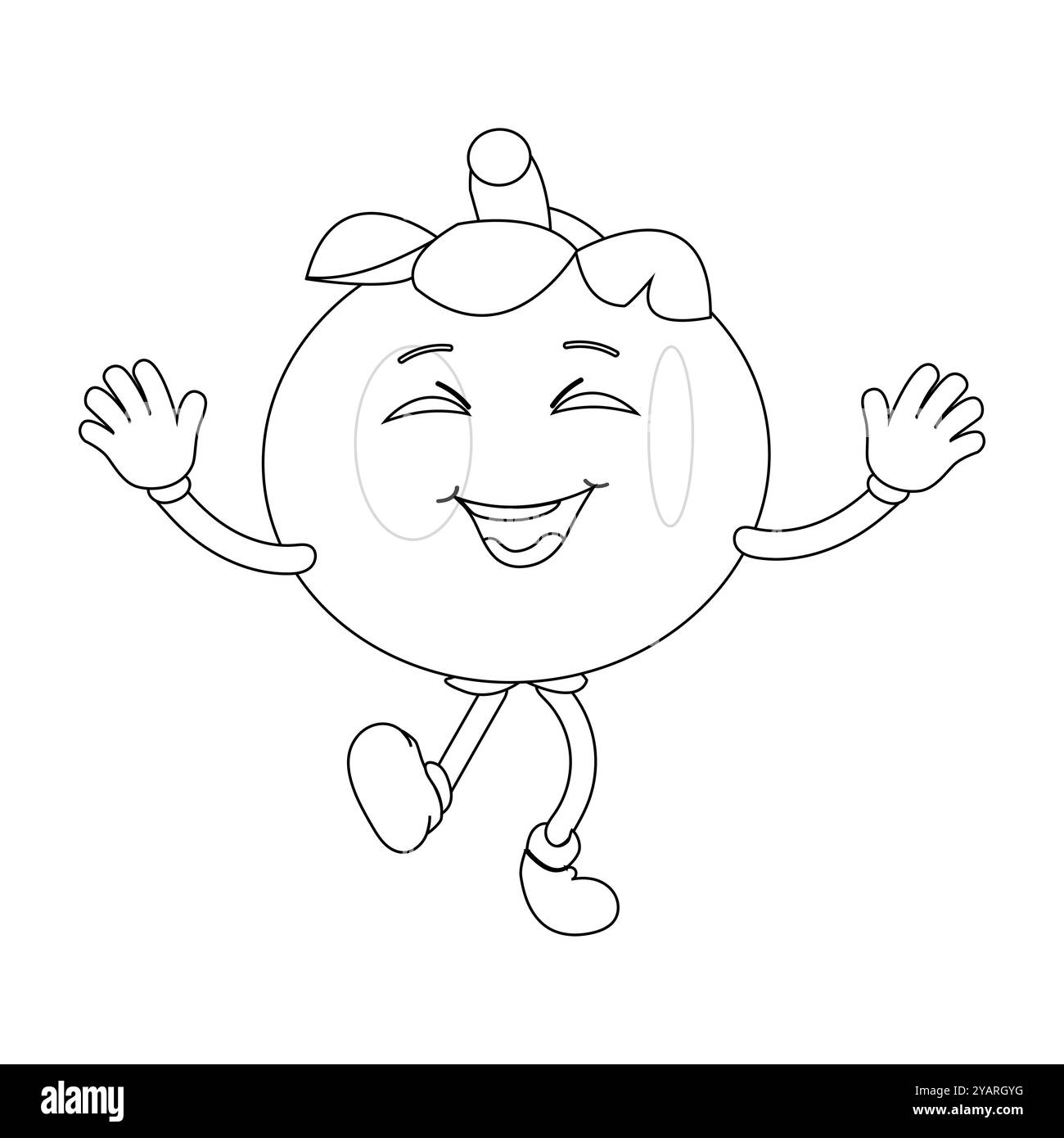 Personnage joyeux de fruit de mangoustan de bande dessinée. Mascotte est en format contour, idéal pour les livres de coloriage pour enfants, eps 10 Illustration de Vecteur