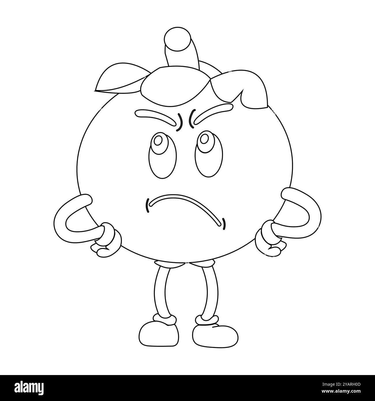 Personnage joyeux de fruit de mangoustan de bande dessinée. Mascotte est en format contour, idéal pour les livres de coloriage pour enfants, eps 10 Illustration de Vecteur