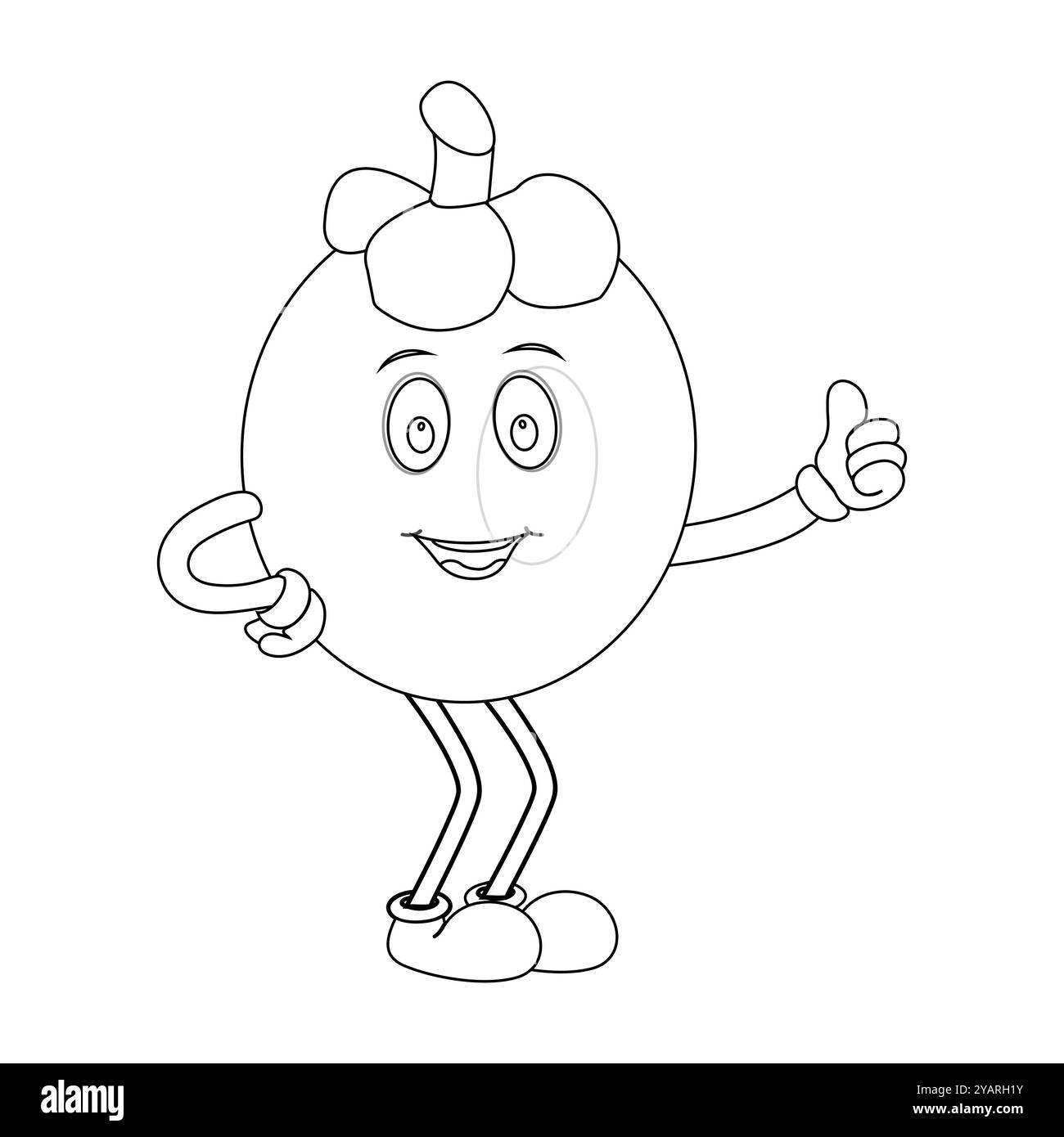 Personnage joyeux de fruit de mangoustan de bande dessinée. Mascotte est en format contour, idéal pour les livres de coloriage pour enfants, eps 10 Illustration de Vecteur