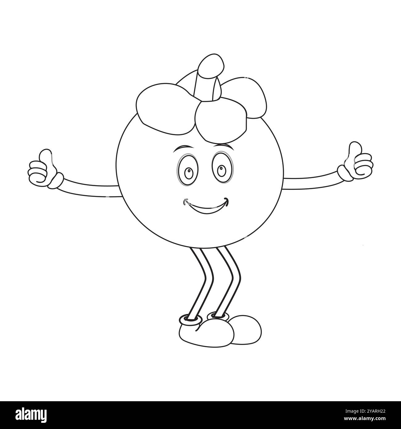 Personnage joyeux de fruit de mangoustan de bande dessinée. Mascotte est en format contour, idéal pour les livres de coloriage pour enfants, eps 10 Illustration de Vecteur