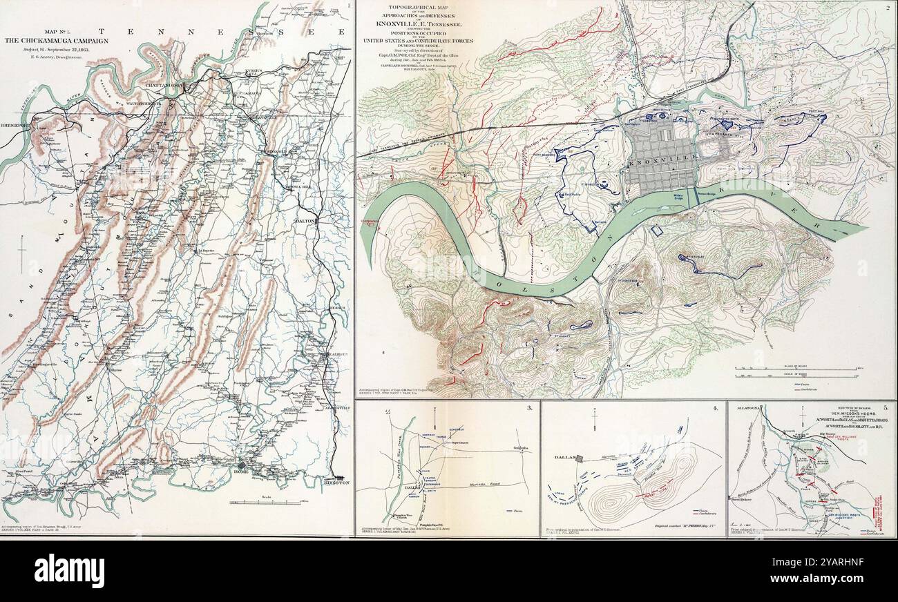 SEATTLE - 11 septembre 2022 - montrant les positions et les mouvements des troupes dans le tennessee et en géorgie en septembre 1863 Banque D'Images