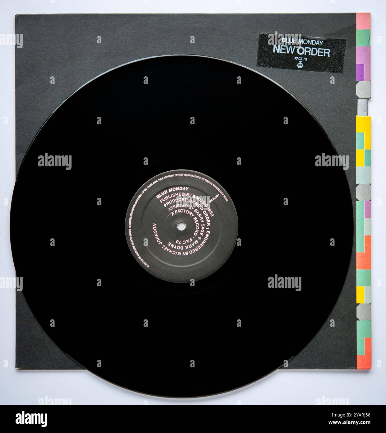 Couverture et disque vinyle de la version originale de 12 pouces du single Blue Monday de New Order, sorti en 1983 Banque D'Images