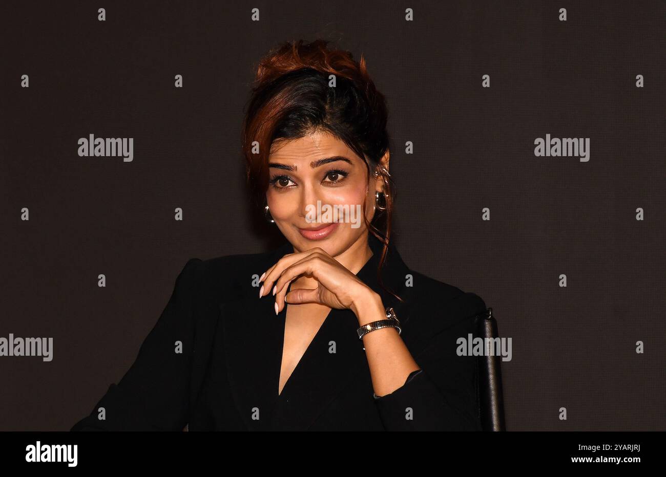 Mumbai, Inde. 15 octobre 2024. L'actrice indienne Samantha Ruth Prabhu est vue lors du lancement de la bande-annonce de sa prochaine websérie 'Citadel : Honey Bunny' à Mumbai. Crédit : SOPA images Limited/Alamy Live News Banque D'Images