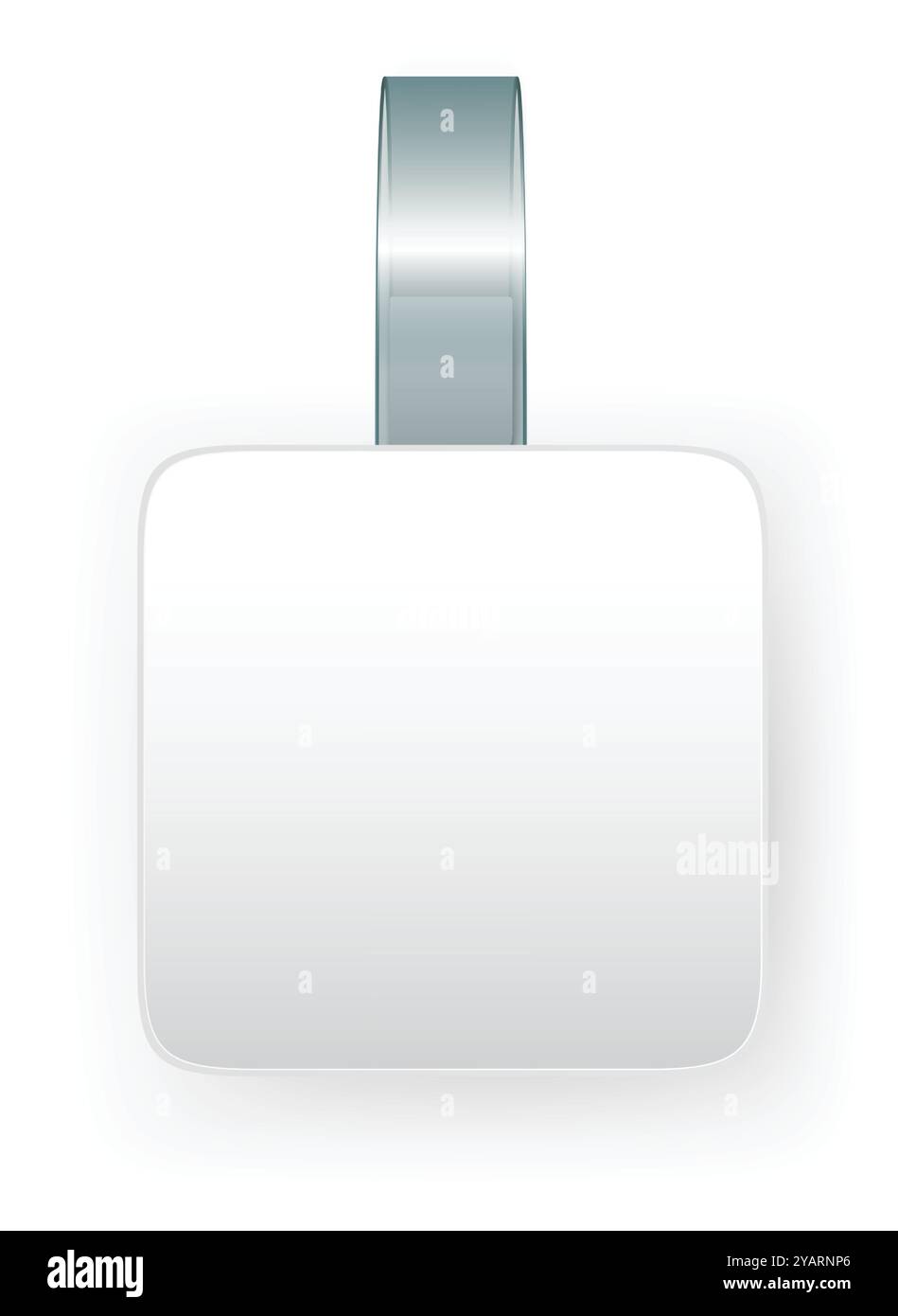 Le wobbler d'étagère blanche moderne est accroché à un mur, projetant une ombre subtile, parfait pour présenter des produits dans les environnements de vente au détail avec de l'espace pour la publicité Illustration de Vecteur