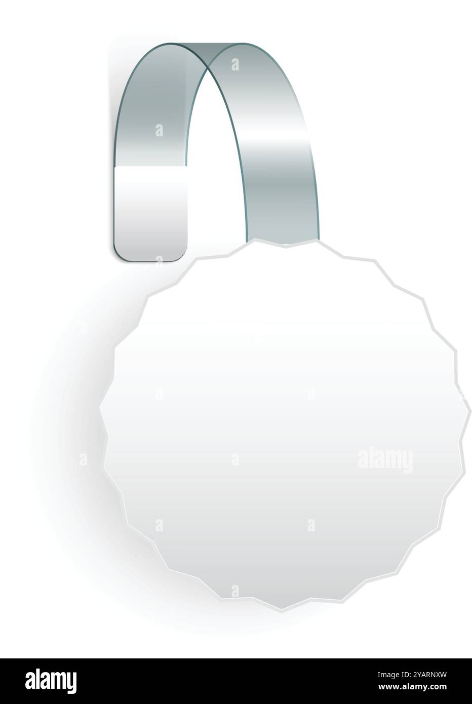 L'étiquette Wobbler ronde vierge est accrochée à un mur, parfaite pour personnaliser avec votre propre message. Idéal pour les affichages de détail, la publicité et le marketing dans Illustration de Vecteur