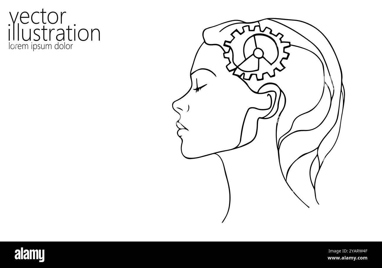 Concept de solution de problème de session de coaching à une seule ligne. Idée créative état d'esprit art thérapie psychologue. Stratégie de leader de la formation en ligne éducation Illustration de Vecteur