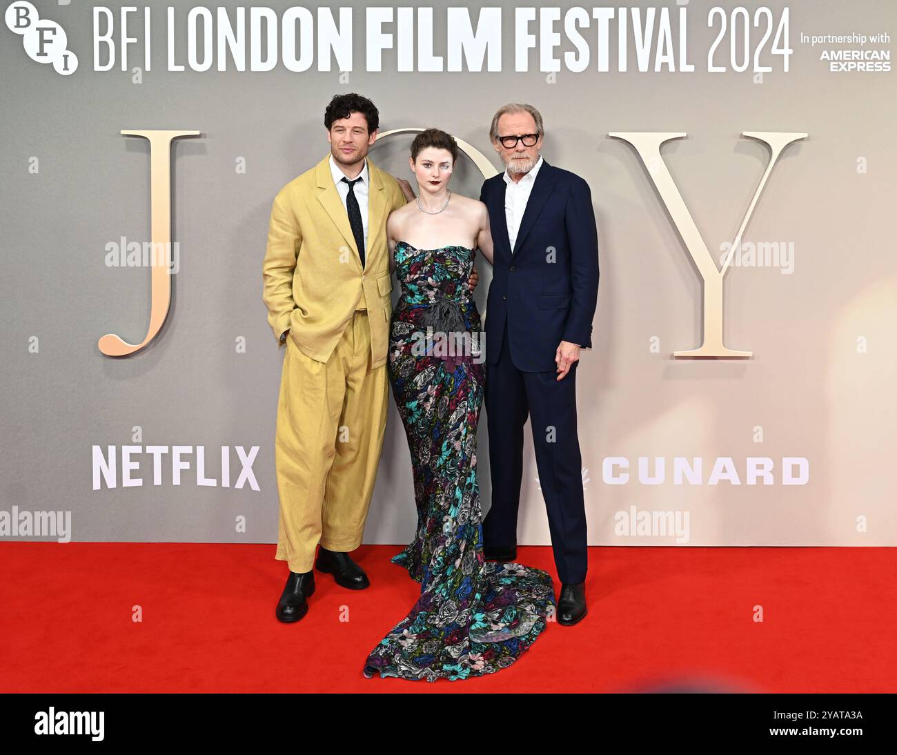 LONDRES, ROYAUME-UNI. 15 octobre 2024. James Norton, Thomasin McKenzie, Bill Nighy assiste à 'Joy', Headline Gala au BFI London film Festival 2024 au BFI Southbank à Londres, Royaume-Uni. (Photo de 李世惠/Voir Li/Picture Capital) crédit : Voir Li/Picture Capital/Alamy Live News Banque D'Images