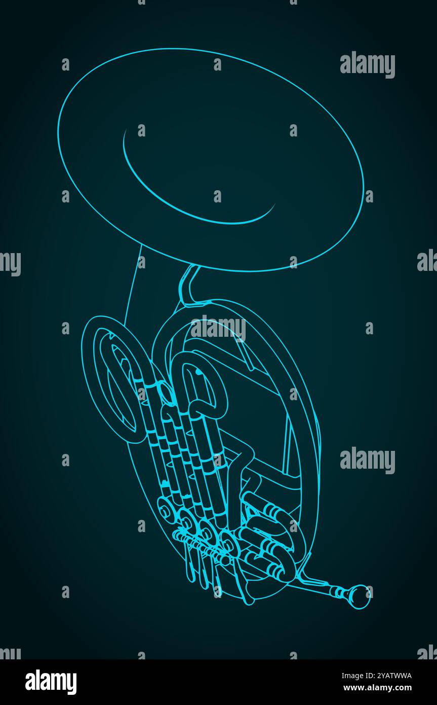 Illustration vectorielle stylisée d'un cor français Illustration de Vecteur