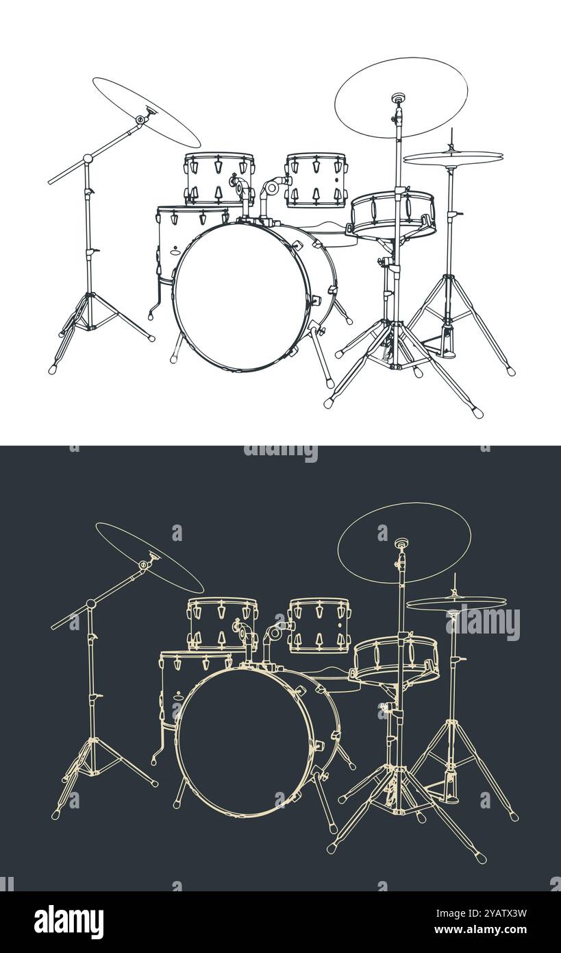 Illustration vectorielle stylisée d'un kit de batterie Illustration de Vecteur