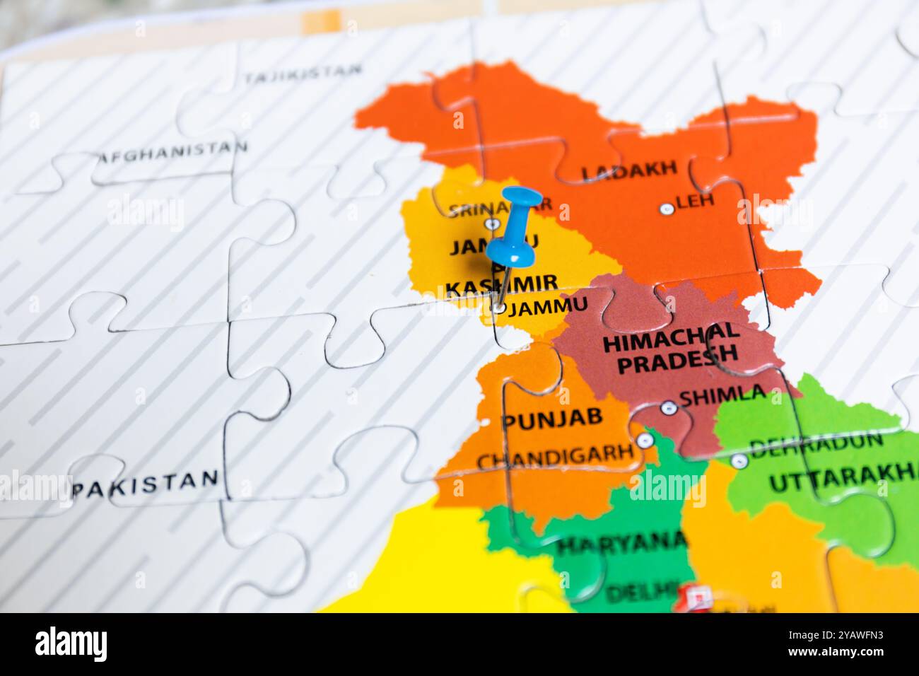 Une carte pointant Jammu - la capitale du Jammu-et-Cachemire sur la carte indienne Banque D'Images