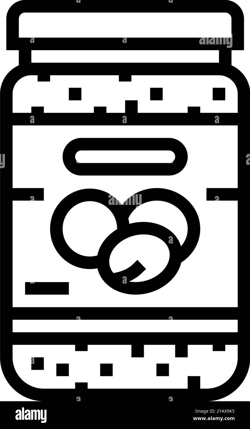 illustration vectorielle d'icône de ligne de nourriture végétalienne de pot de beurre de noix Illustration de Vecteur