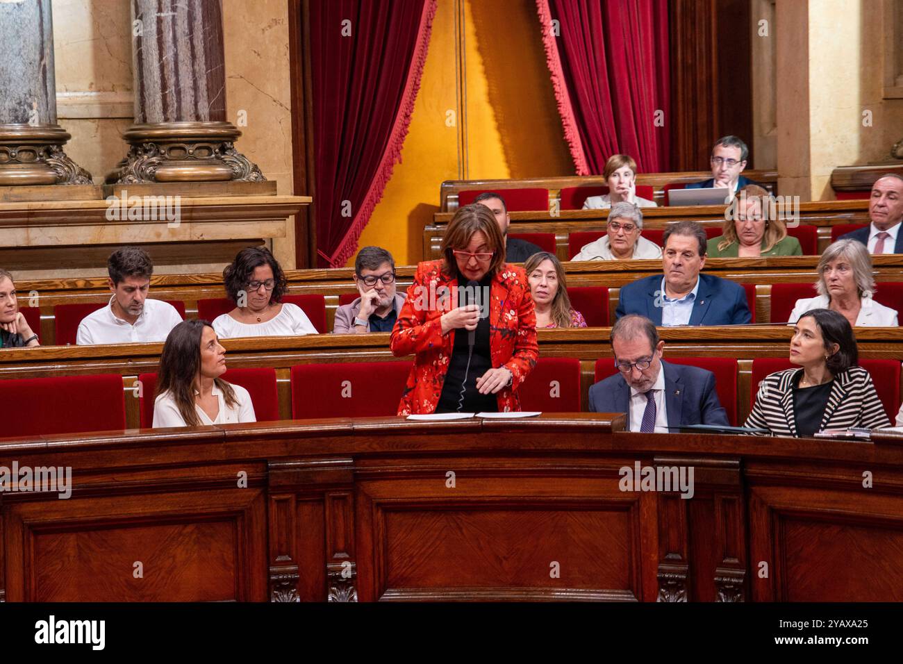 Barcelone, Espagne. 16 octobre 2024. Session plénière du Parlement de Catalogne, où les groupes politiques interrogent le gouvernement sur les questions liées à la gouvernance. Pleno del Parlamento de Cataluña, donde los grupos políticos preguntan al gobierno sobre cuestiones relacionadas con el gobierno. Dans la photo : silvia paneque News, politique, Barcelona Spain mercredi 16 octobre 2024 (photo par Eric Renom/LaPresse) crédit : LaPresse/Alamy Live News Banque D'Images