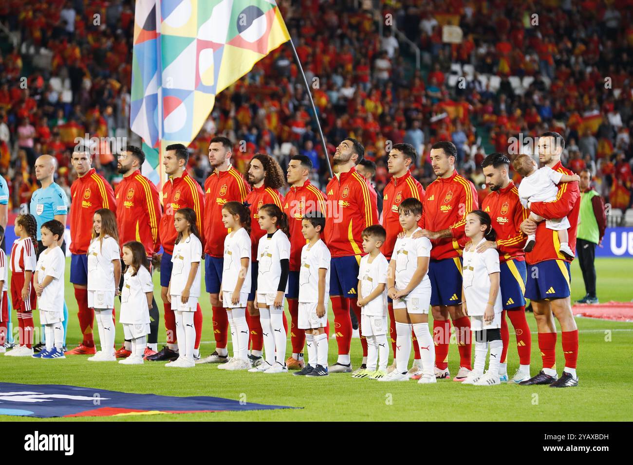Cordoue, Espagne. 15 octobre 2024. Espagne Team line-up (ESP) Football/Soccer : UEFA 'Nations League' phase Ligue match du Groupe A4 entre l'Espagne 3-0 Serbie à l'Estadio Nuevo Arcangel à Cordoue, Espagne . Crédit : Mutsu Kawamori/AFLO/Alamy Live News Banque D'Images