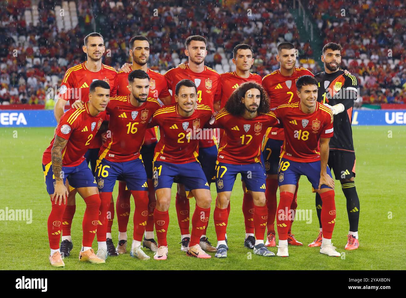 Cordoue, Espagne. 15 octobre 2024. Espagne Team line-up (ESP) Football/Soccer : UEFA 'Nations League' phase Ligue match du Groupe A4 entre l'Espagne 3-0 Serbie à l'Estadio Nuevo Arcangel à Cordoue, Espagne . Crédit : Mutsu Kawamori/AFLO/Alamy Live News Banque D'Images