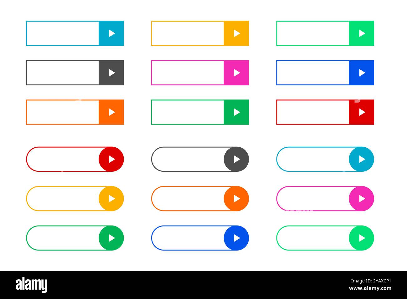 icône colorée de bouton de lecture web de style de ligne avec vecteur d'espace vide Illustration de Vecteur