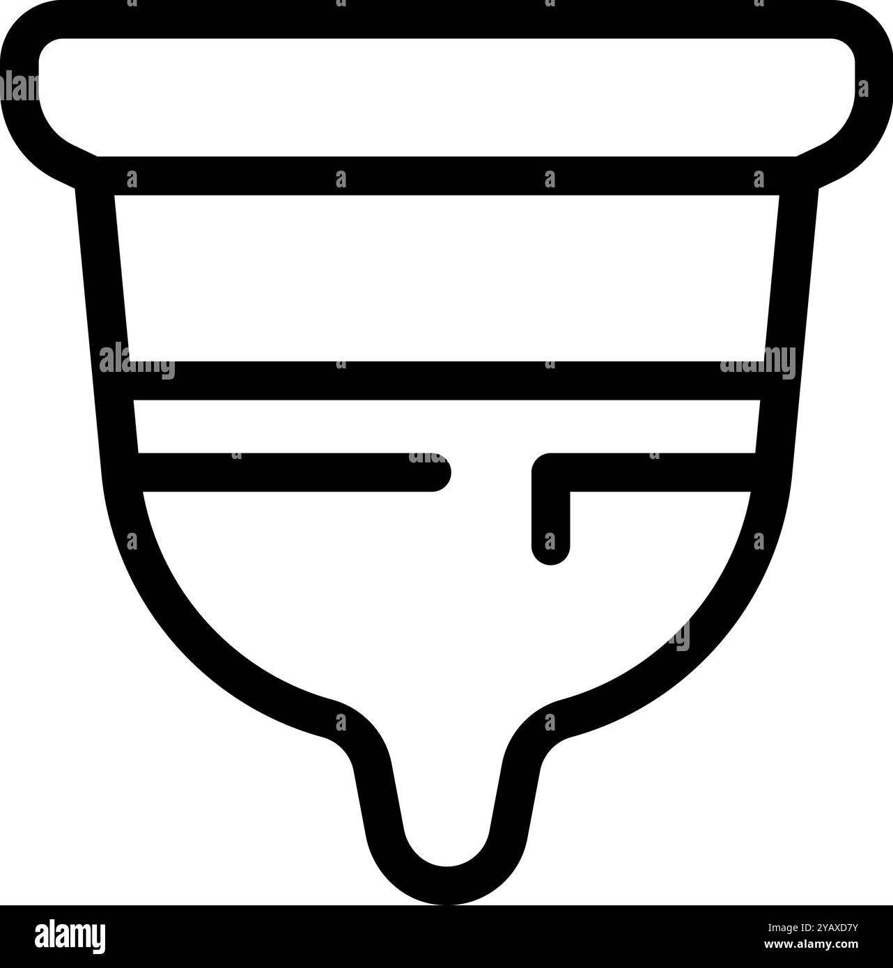 Simple dessin au trait noir et blanc d'une coupe menstruelle réutilisable, favorisant une hygiène féminine durable Illustration de Vecteur