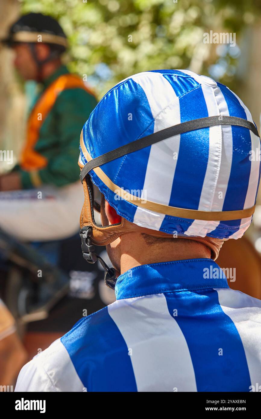 Des jockeys prêts à jouer un cheval de course. Derby dans l'hippodrome Banque D'Images Des jockeys prêts à jouer un cheval de course. Derby dans l'hippodrome Banque D'Images
