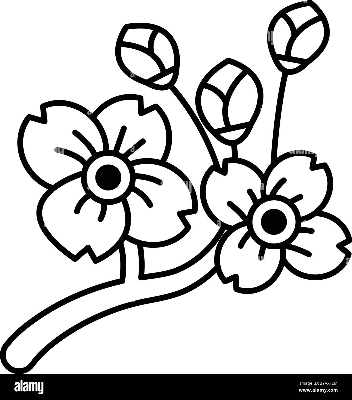 Dessin d'une fleur avec une tige Illustration de Vecteur