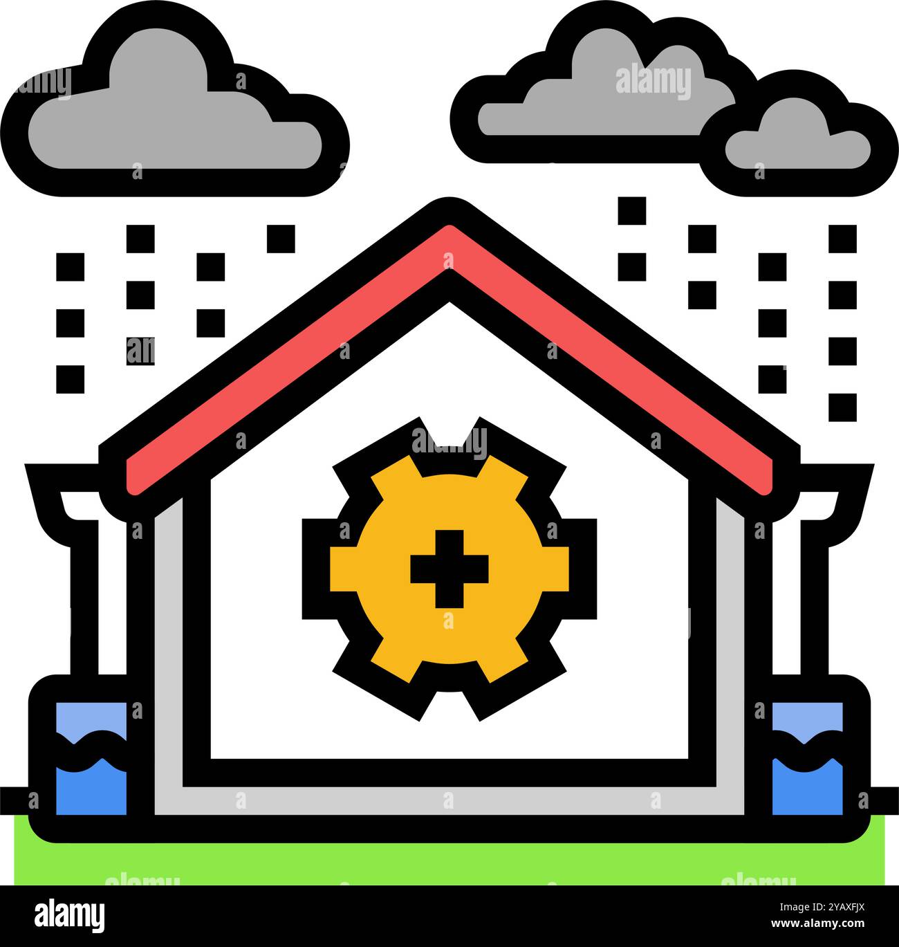 illustration vectorielle d'icône de couleur d'économie d'eau de pluie de collecte d'eau Illustration de Vecteur