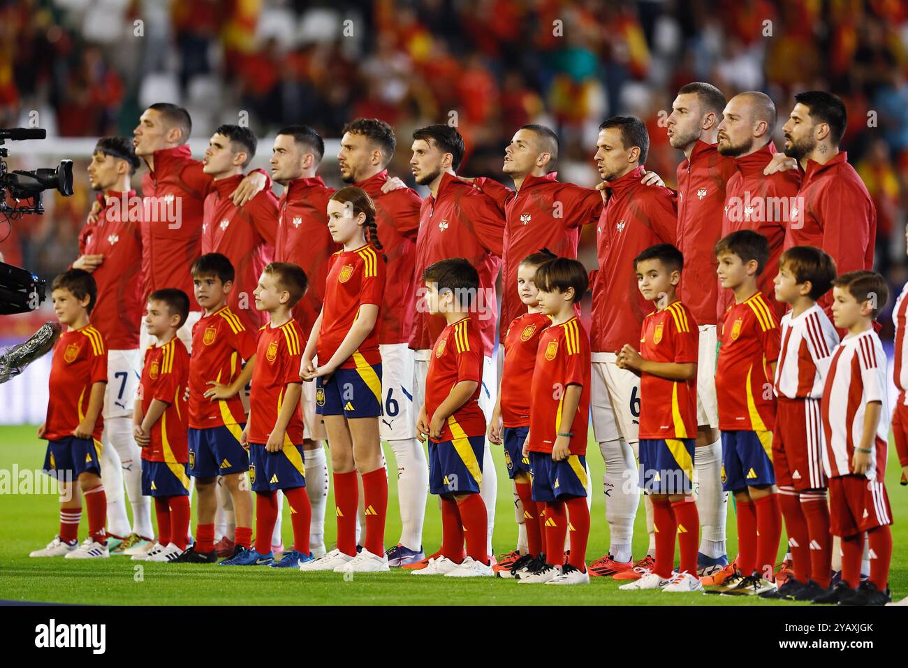 Cordoue, Espagne. 15 octobre 2024. Serbie Team line-up (SRB) Football/Soccer : UEFA 'Nations League' League phase match du Groupe A4 entre Espagne 3-0 Serbie à l'Estadio Nuevo Arcangel à Cordoue, Espagne . Crédit : Mutsu Kawamori/AFLO/Alamy Live News Banque D'Images