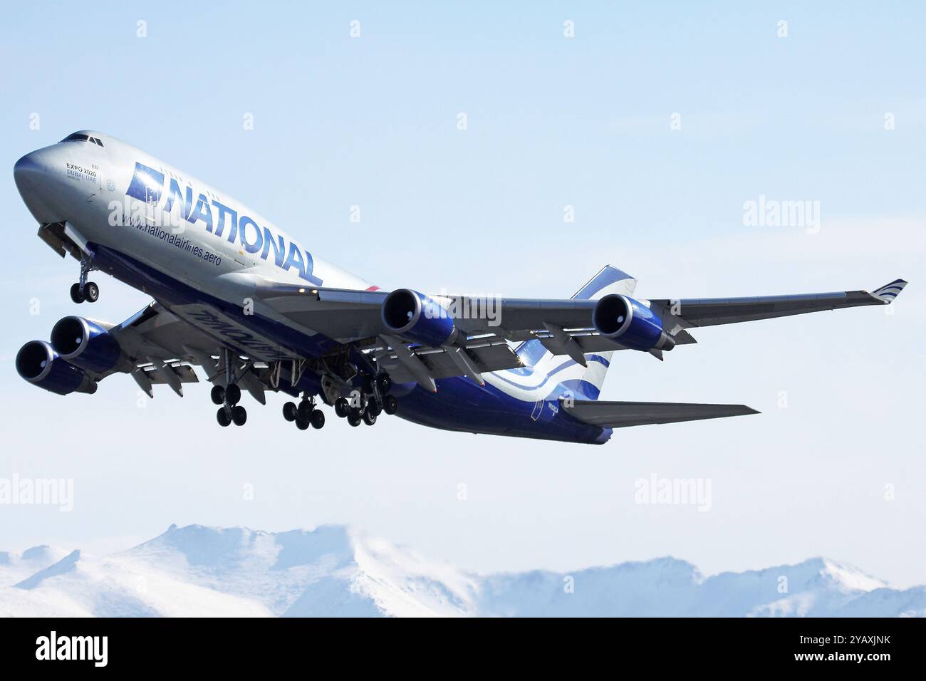 National 747-400 départ d'Anchorage le 13 mars 2015 Banque D'Images