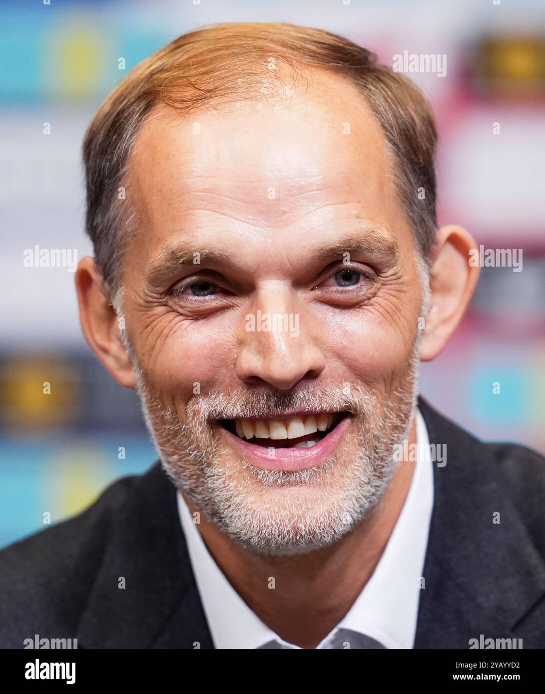 Récemment nommé entraîneur-chef de l'Angleterre Thomas Tuchel lors d'une conférence de presse au stade de Wembley, Londres. Date de la photo : mercredi 16 octobre 2024. Banque D'Images