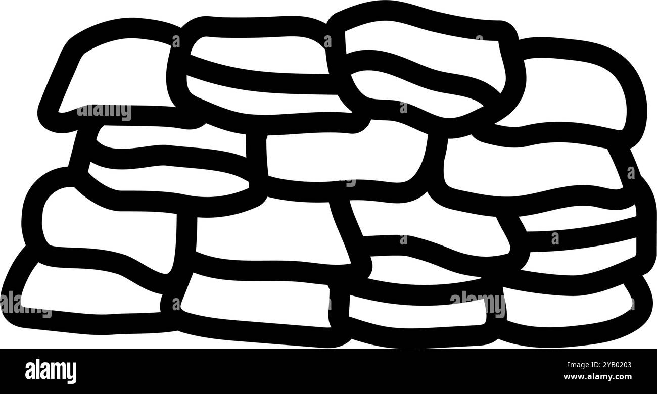 illustration vectorielle d'icône de ligne de catastrophe de sacs de sable Illustration de Vecteur