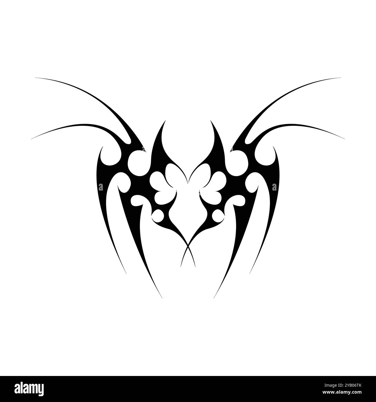 Tatouage néo tribal y2k de style gothique. Design Cyber sigilism. Illustration vectorielle de noir et blanc. Illustration de Vecteur