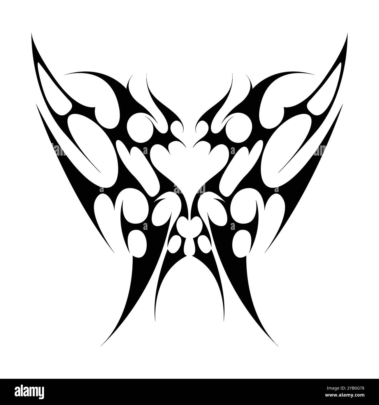 Tatouage néo tribal y2k de style gothique. Design Cyber sigilism. Illustration vectorielle de noir et blanc. Illustration de Vecteur